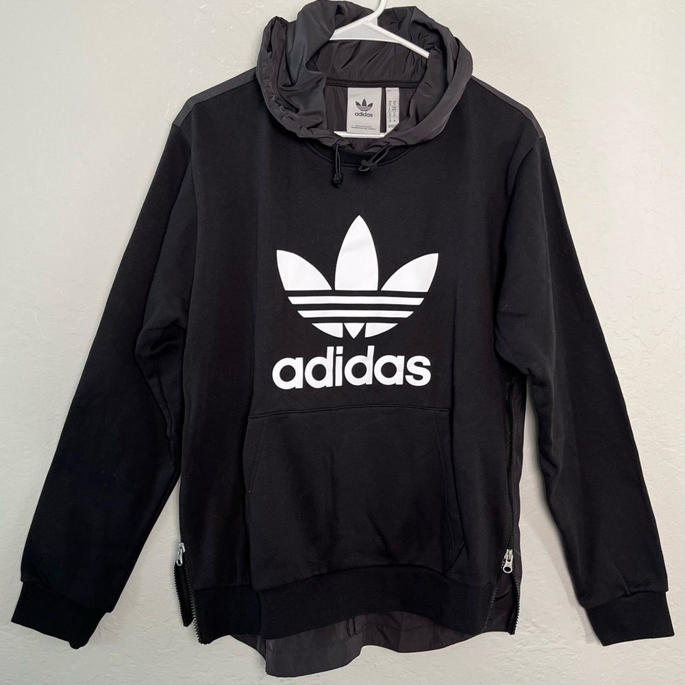 NWT adidas Adicolor Classics Fabric Clash Trefoil Hoodie Men's Medium Black